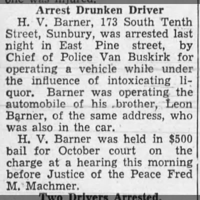 Herbert V. Barner drunk driving